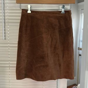 BCBG sz 2 dark caramel leather (suede feel) pencil skirt, great condition!